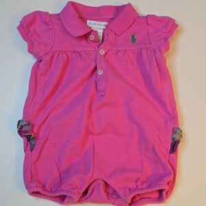 Ralph Lauren Hot Pink Polo Baby Romper